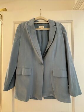 Open Edit Women's Dusty Blue Single-Button Blazer